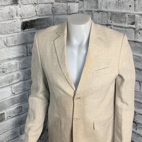 Vintage 90s Le Chateau Lightweight 100% Linen Two Button Blazer Sport Coat - Picture 2 of 16